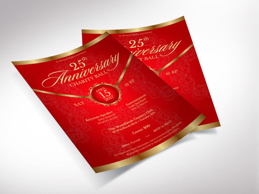 Red Church Anniversary Banquet Flyer Canva Template