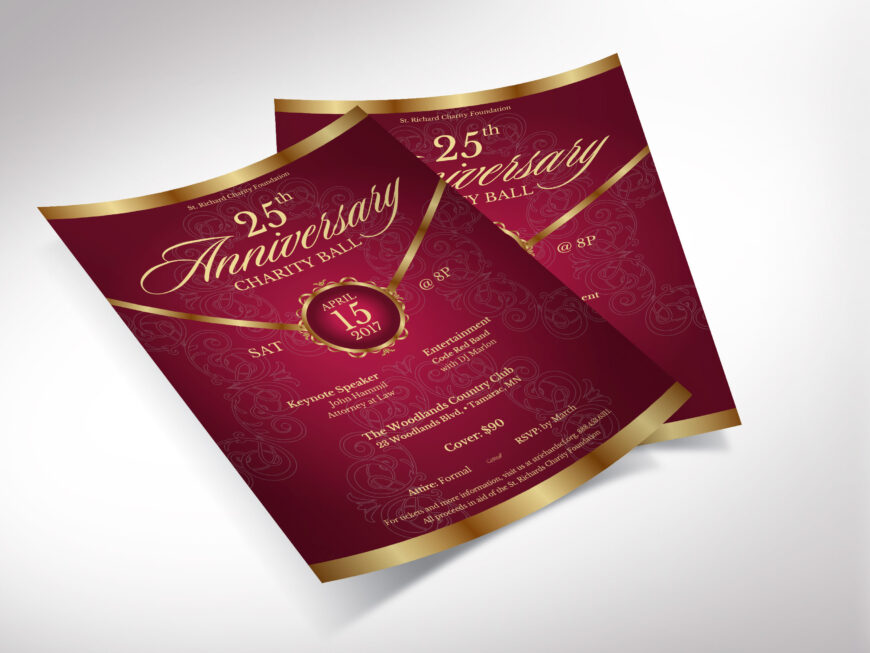 Burgundy Church Anniversary Banquet Flyer Canva Template