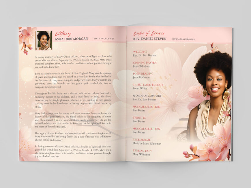 Beige Legal Funeral Program Canva Template