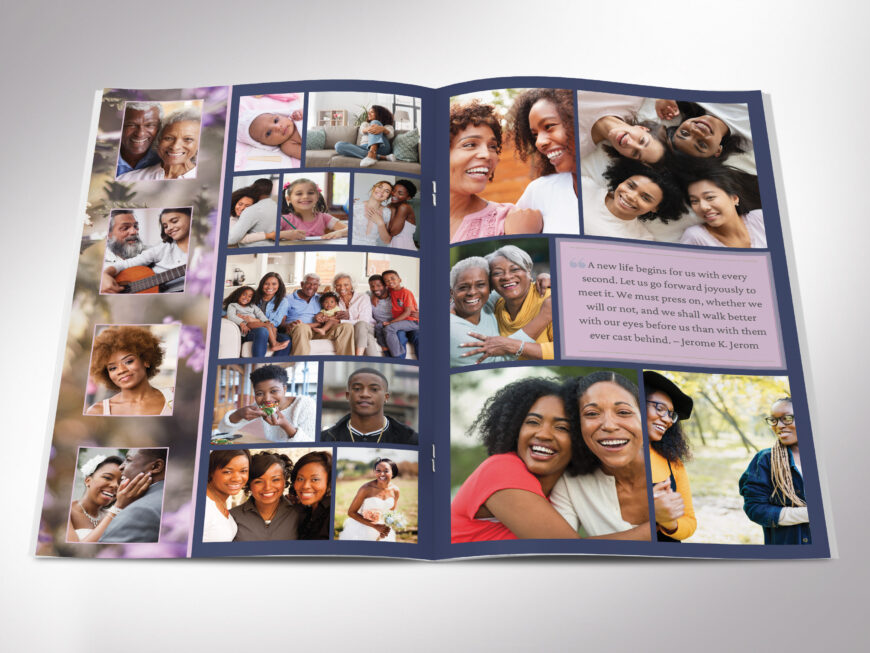 Purple Nature Funeral Program Canva Template