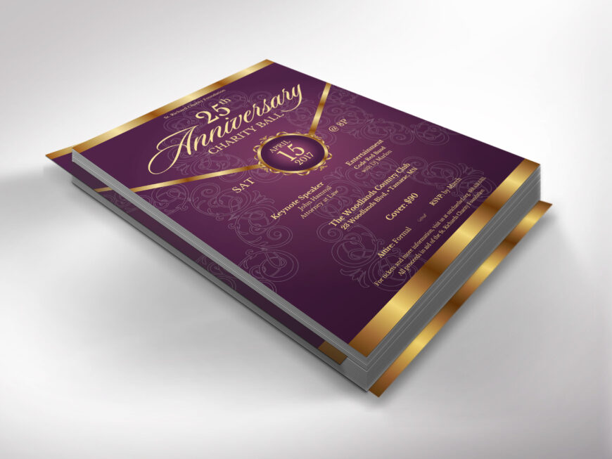 Vintage Purple Church Anniversary Banquet Flyer Canva Template