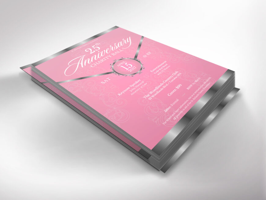 Pink Church Anniversary Banquet Flyer Canva Template