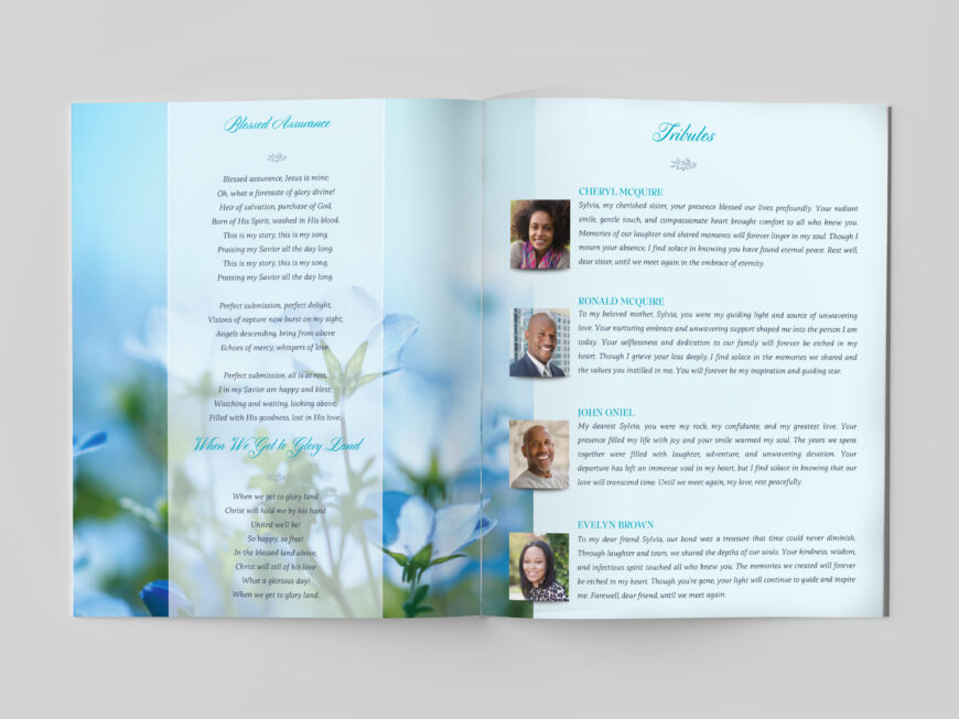 Sky Blue Love Legal Funeral Program Canva Template