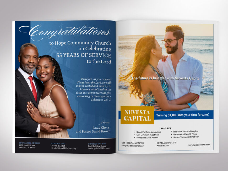 Blue Silver Anniversary Souvenir Book Canva Template