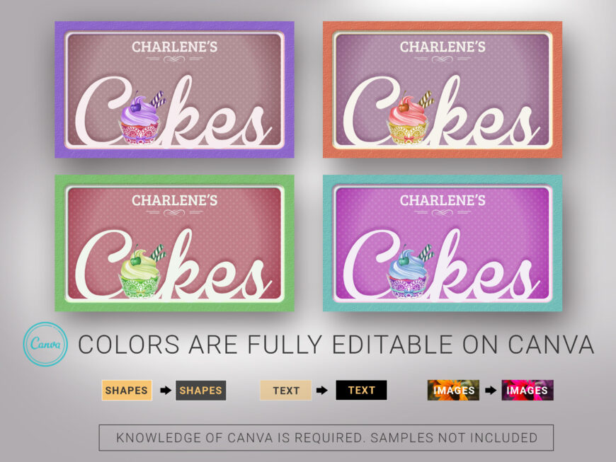 Cupcake Bakery Business Card Canva Template