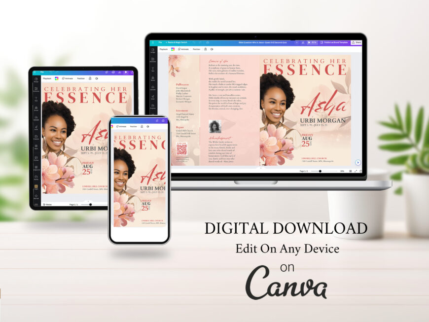 Beige Legal Funeral Program Canva Template
