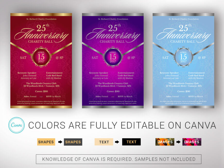 Red Church Anniversary Banquet Flyer Canva Template