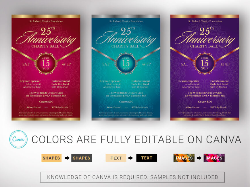 Burgundy Church Anniversary Banquet Flyer Canva Template