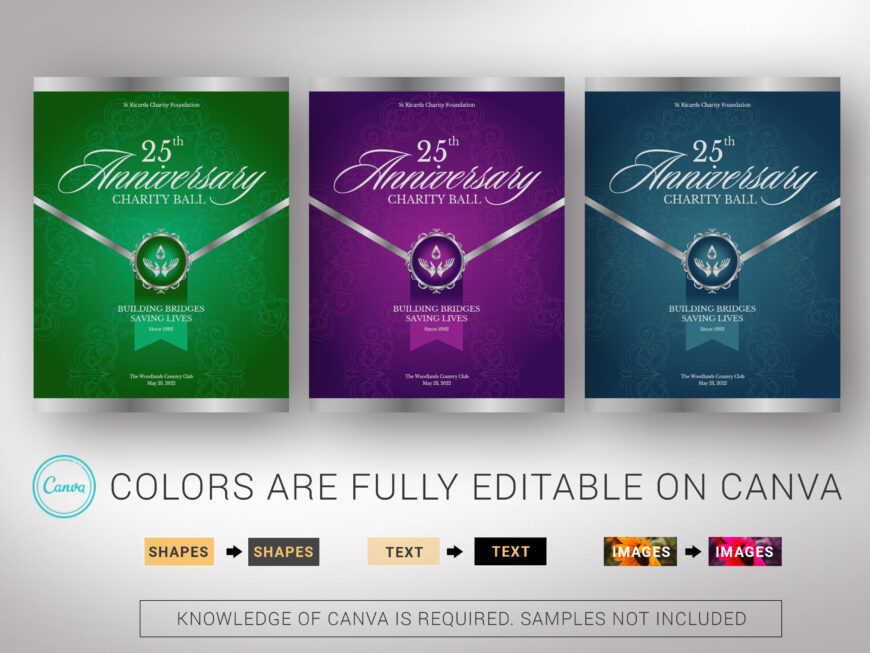 Blue Silver Anniversary Souvenir Book Canva Template