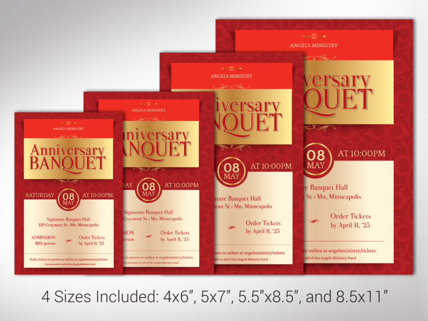 Red Elegant Church Anniversary Banquet Flyer Canva Template