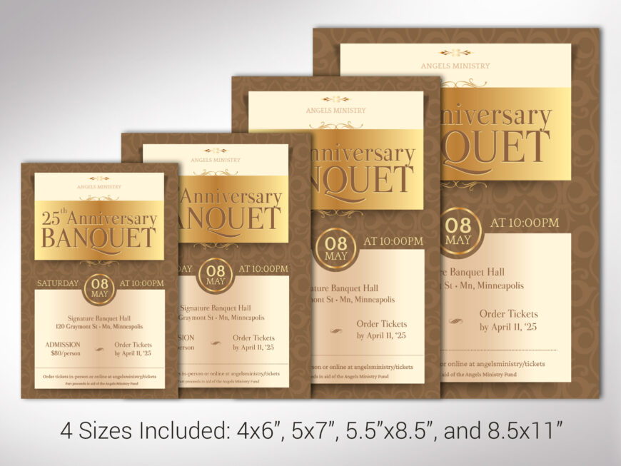 Brown Church Anniversary Banquet Flyer Canva Template