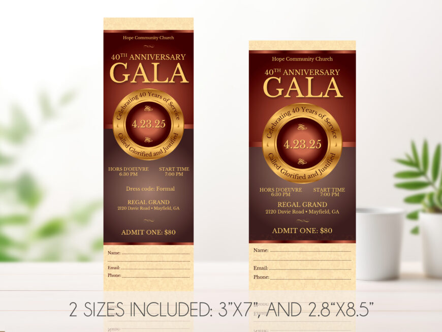 Orange Church Anniversary Ticket Canva Template