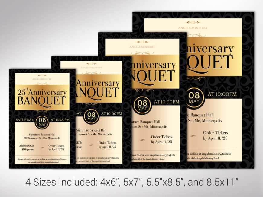 Black Church Anniversary Banquet Flyer Canva Template