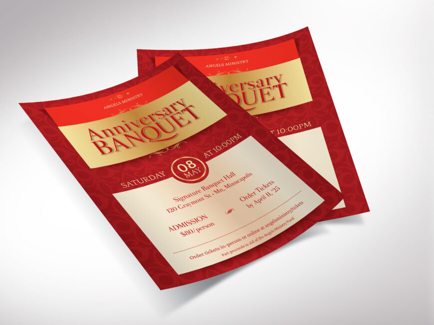 Red Elegant Church Anniversary Banquet Flyer Canva Template