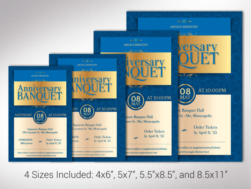Elegant Church Anniversary Banquet Flyer Canva Template