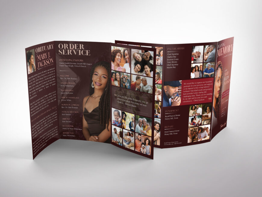 Amber Dawn Legal Trifold Funeral Program Canva Template