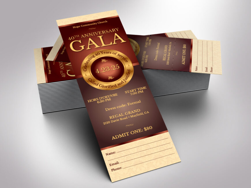 Orange Church Anniversary Ticket Canva Template