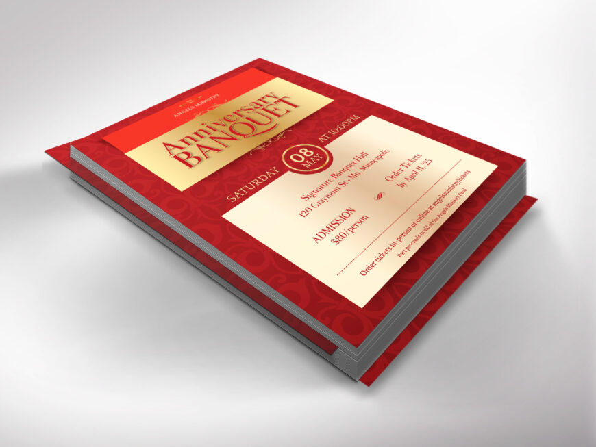 Red Elegant Church Anniversary Banquet Flyer Canva Template