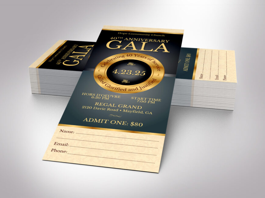 Black Church Anniversary Ticket Canva Template