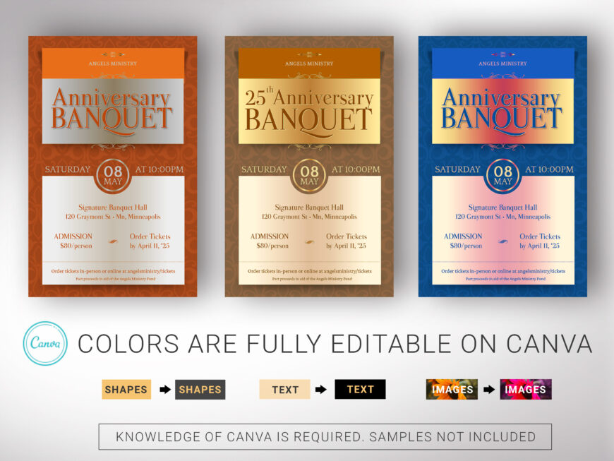 Black Church Anniversary Banquet Flyer Canva Template