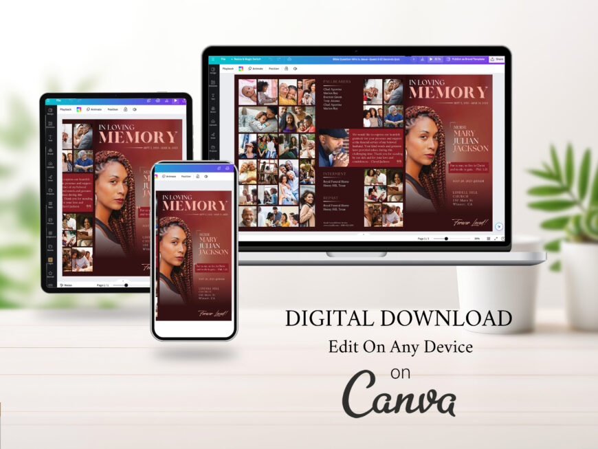 Amber Dawn Legal Trifold Funeral Program Canva Template