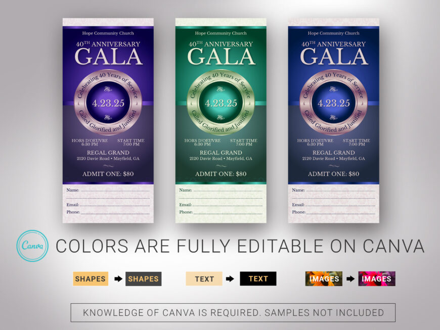 Orange Church Anniversary Ticket Canva Template