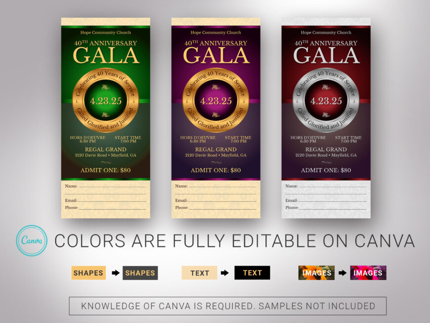 Blue Church Anniversary Ticket Canva Template