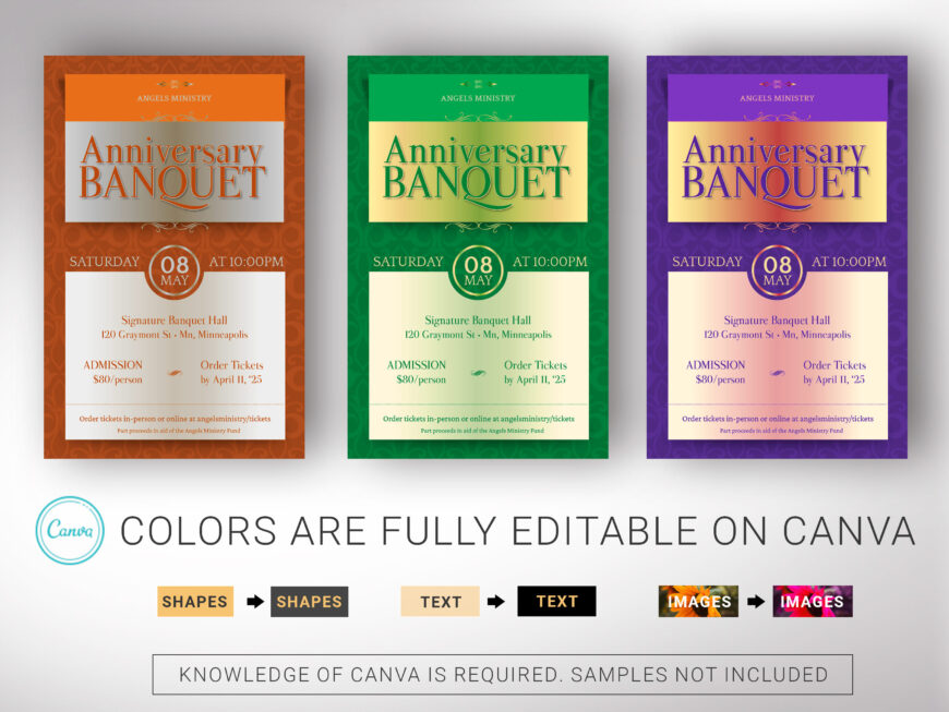 Elegant Church Anniversary Banquet Flyer Canva Template