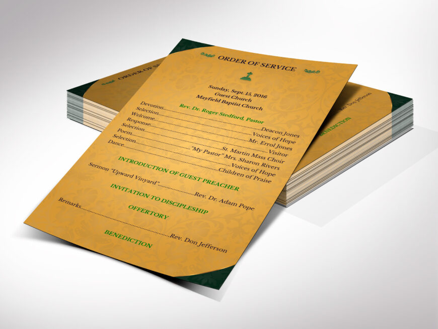 Green & Gold Church Anniversary Program Template