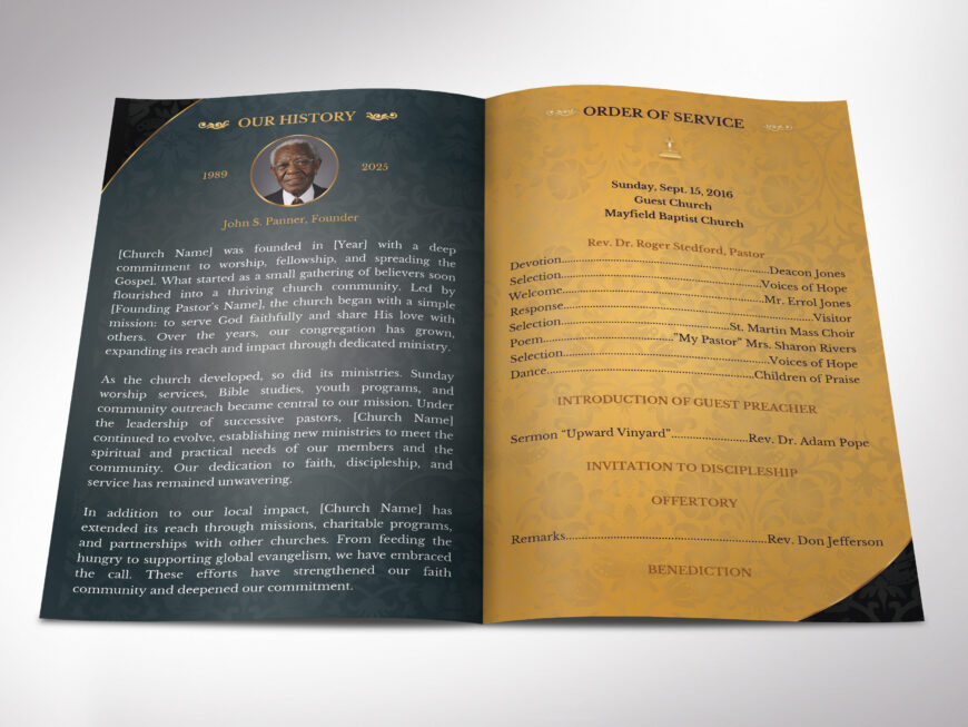 Black & Gold Church Anniversary Program Template