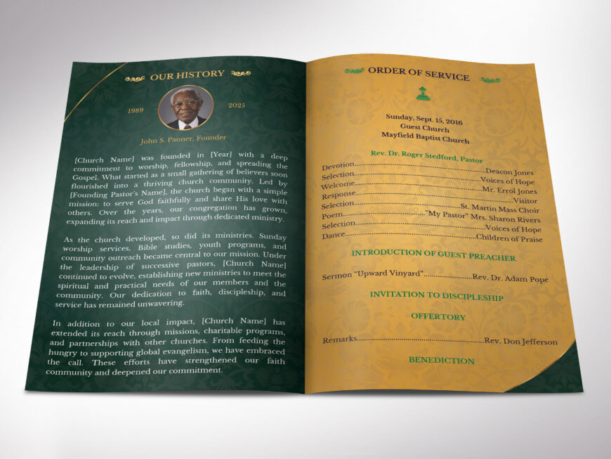 Green Church Anniversary Program Canva Template
