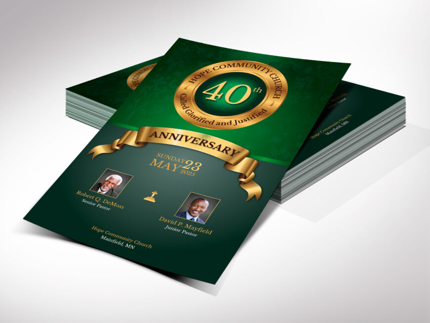Green & Gold Church Anniversary Program Template