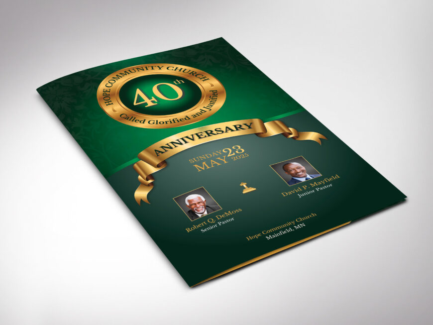 Green Church Anniversary Program Canva Template