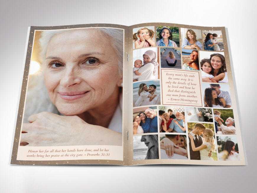 White Rose Funeral Program Template