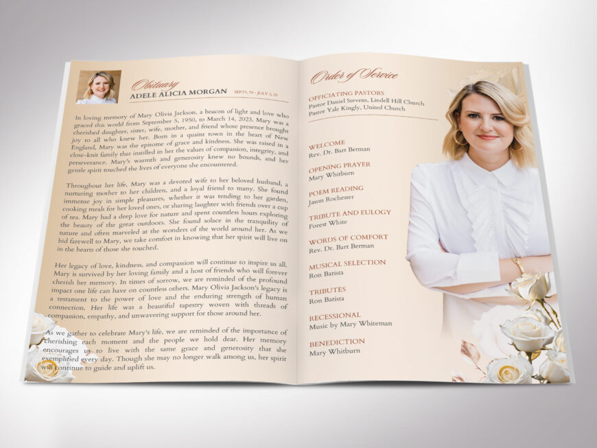 Floral Funeral Program Template