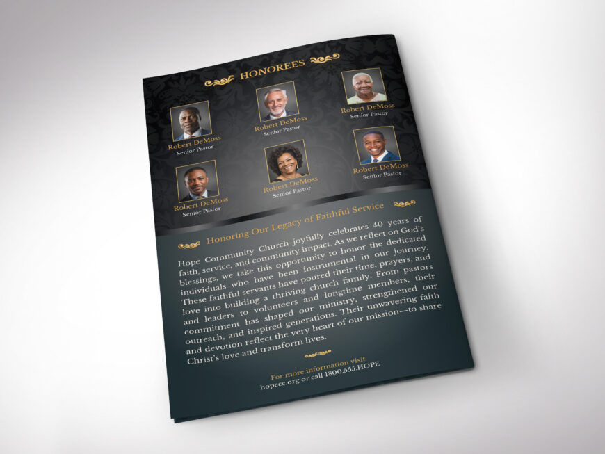 Black & Gold Church Anniversary Program Template