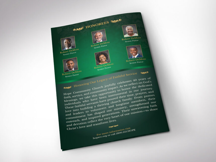 Green Church Anniversary Program Canva Template