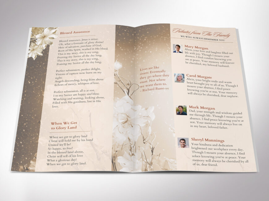 White Rose Funeral Program Template