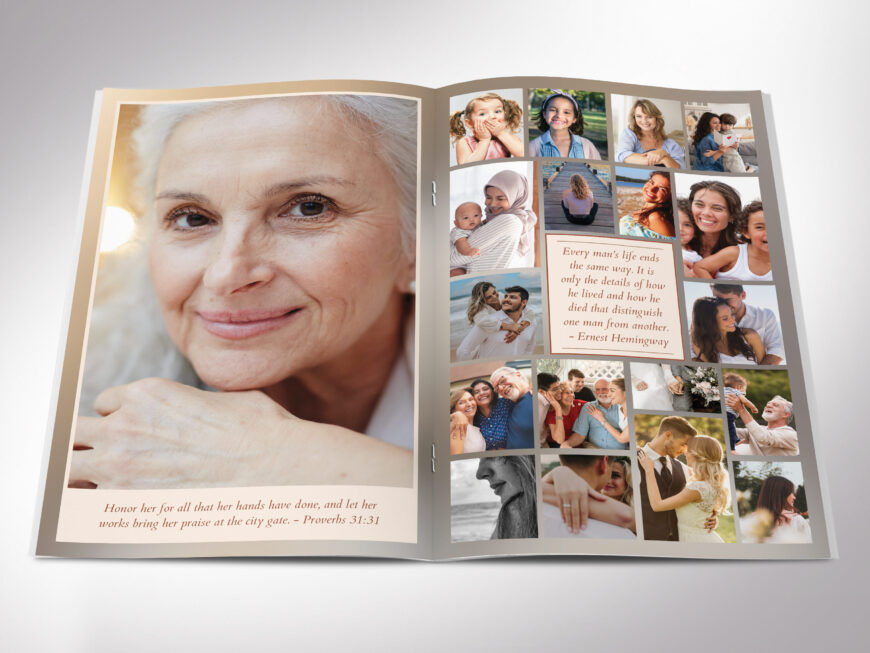 Floral Funeral Program Template