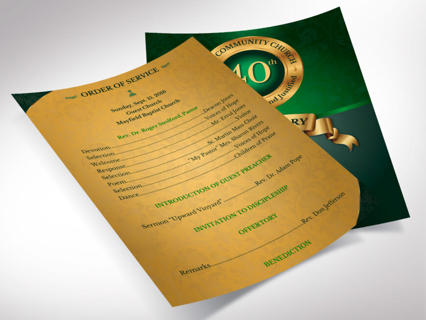 Green & Gold Church Anniversary Program Template