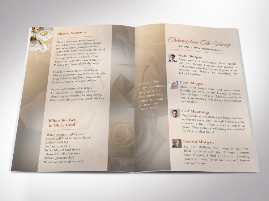Floral Funeral Program Template