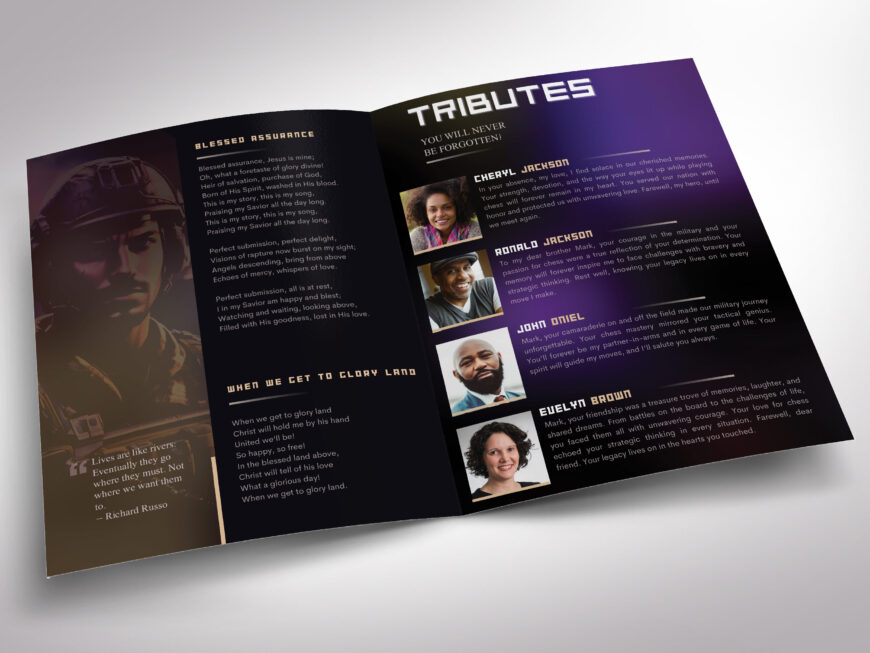 Gamer Tabloid Funeral Program Canva Template