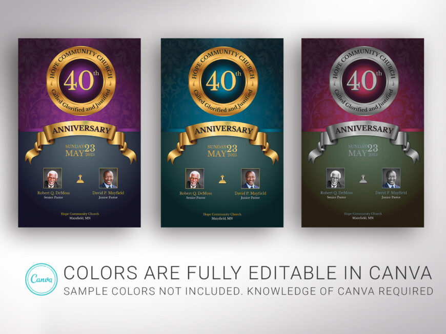 Black & Gold Church Anniversary Program Template