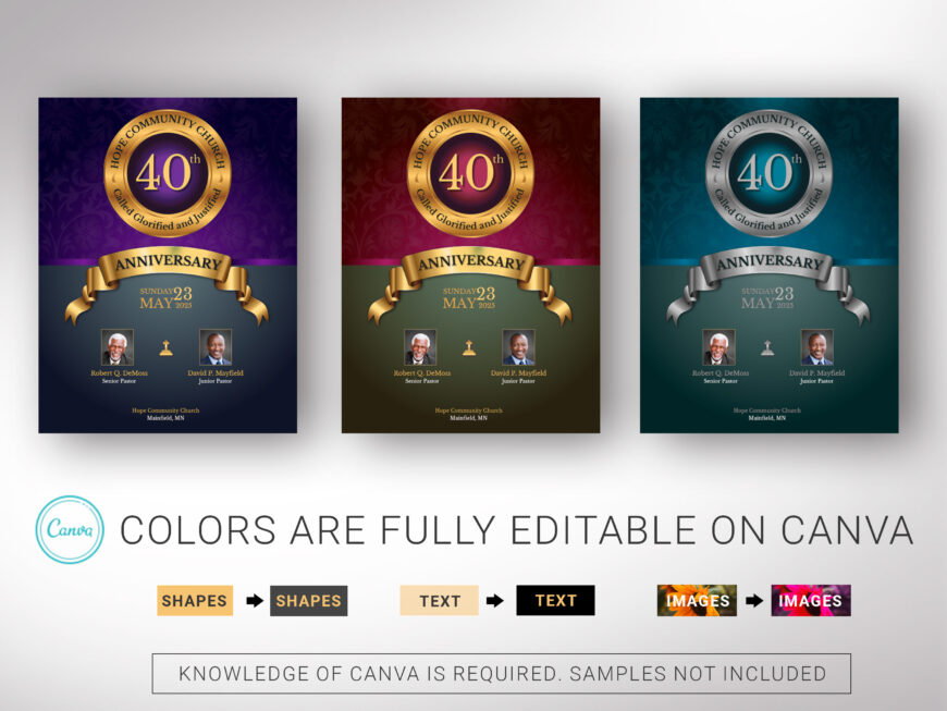 Green & Gold Church Anniversary Program Template