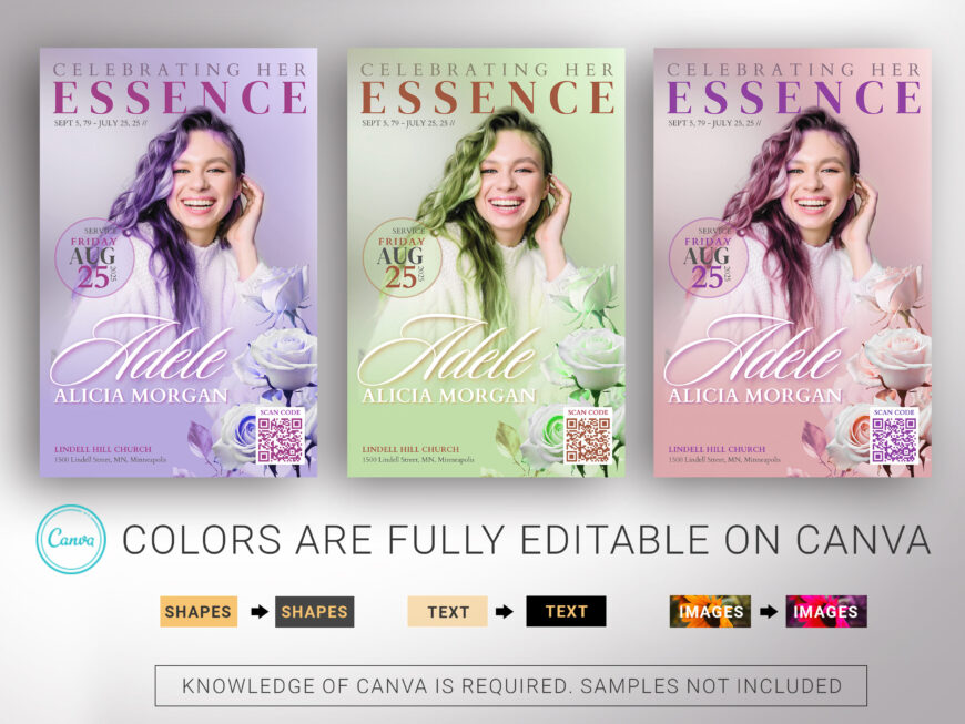 Floral Funeral Program Template