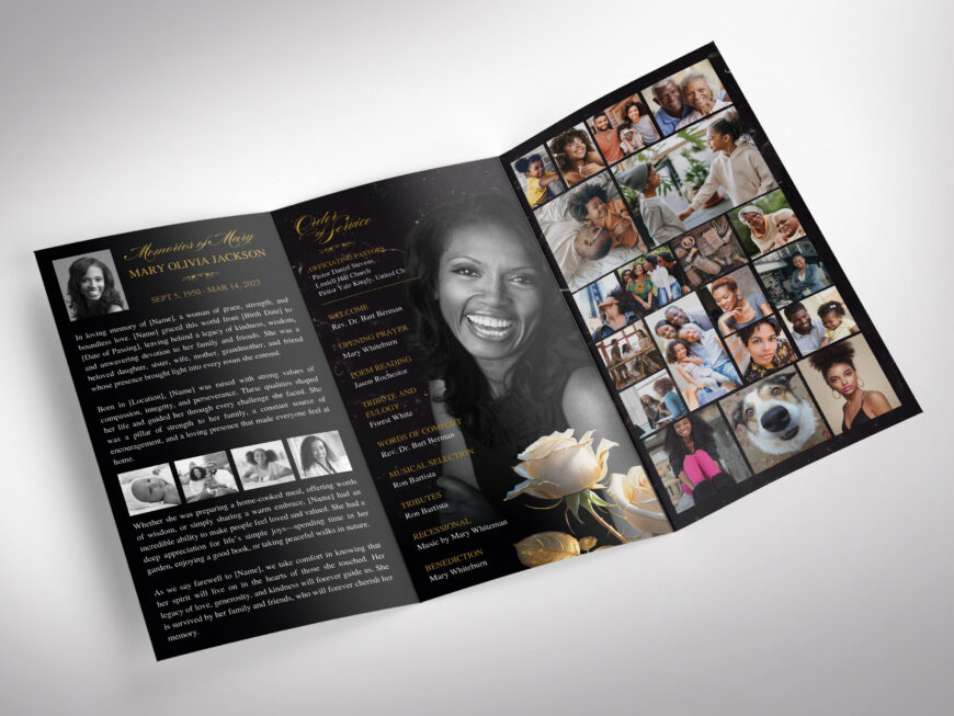 Black Rose Funeral Program Template