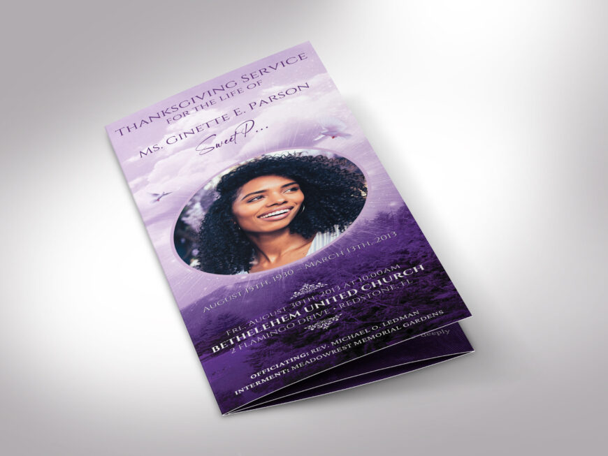 Purple Sky Funeral Program Template