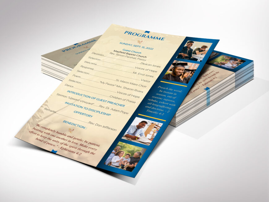 Gold & Blue Clergy Anniversary Program Template