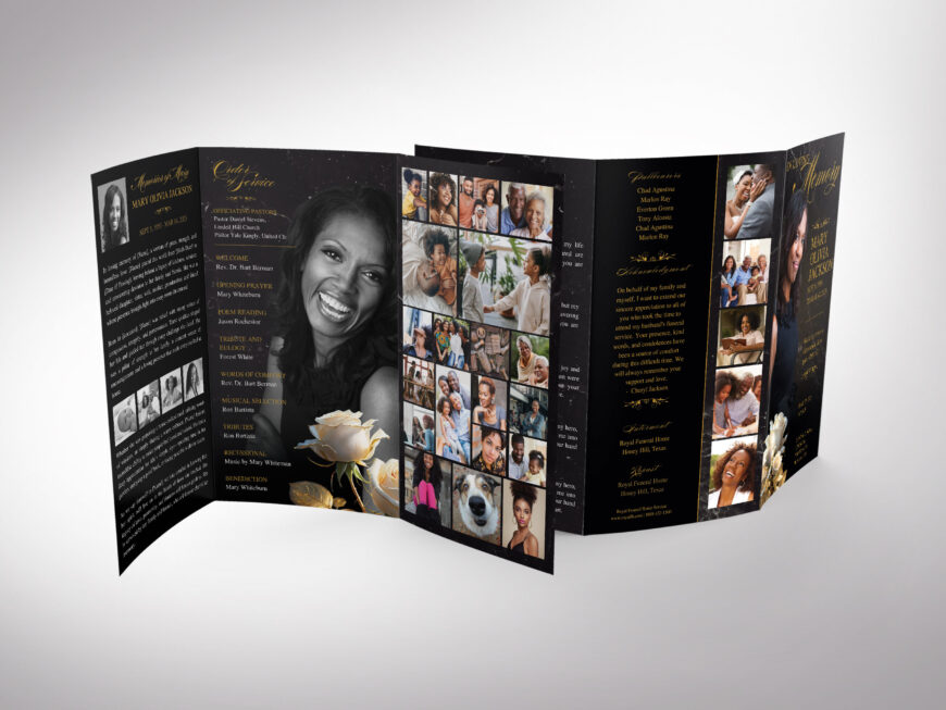 Black Rose Funeral Program Template