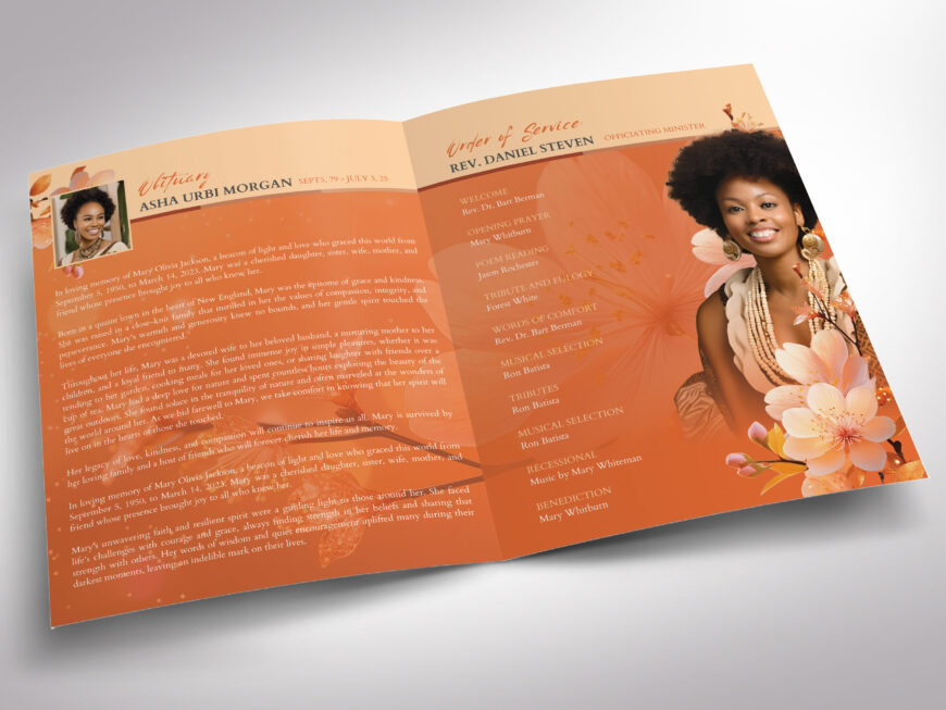 Cherry Blossom Funeral Program Template